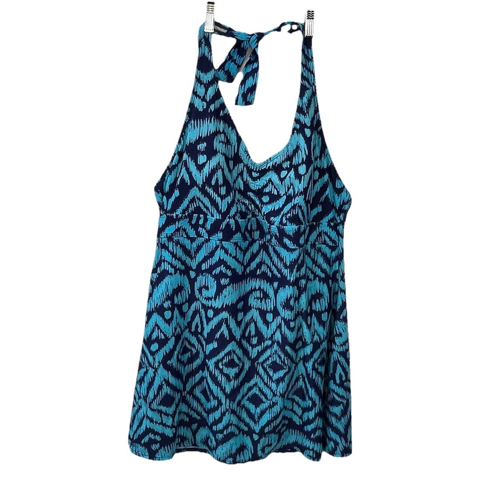 Islander Women Size 16 Halter Swimsuit/Dress Navy/Ocean blue Built-in Bust